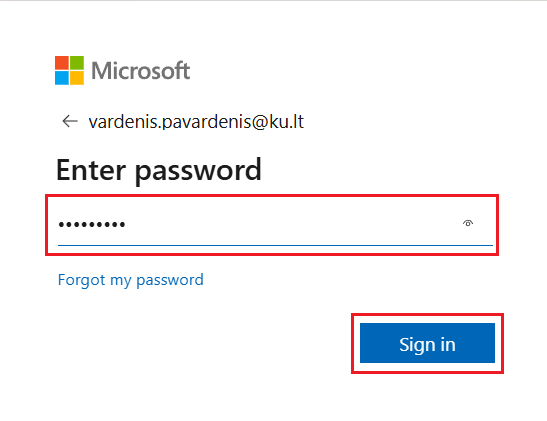 Entering password.
