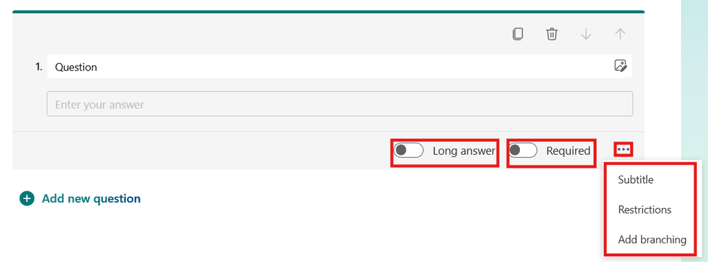 Modifying question settings
