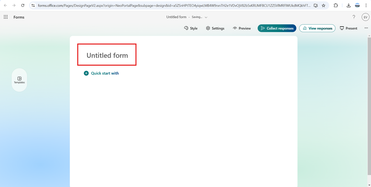 Entering the form title