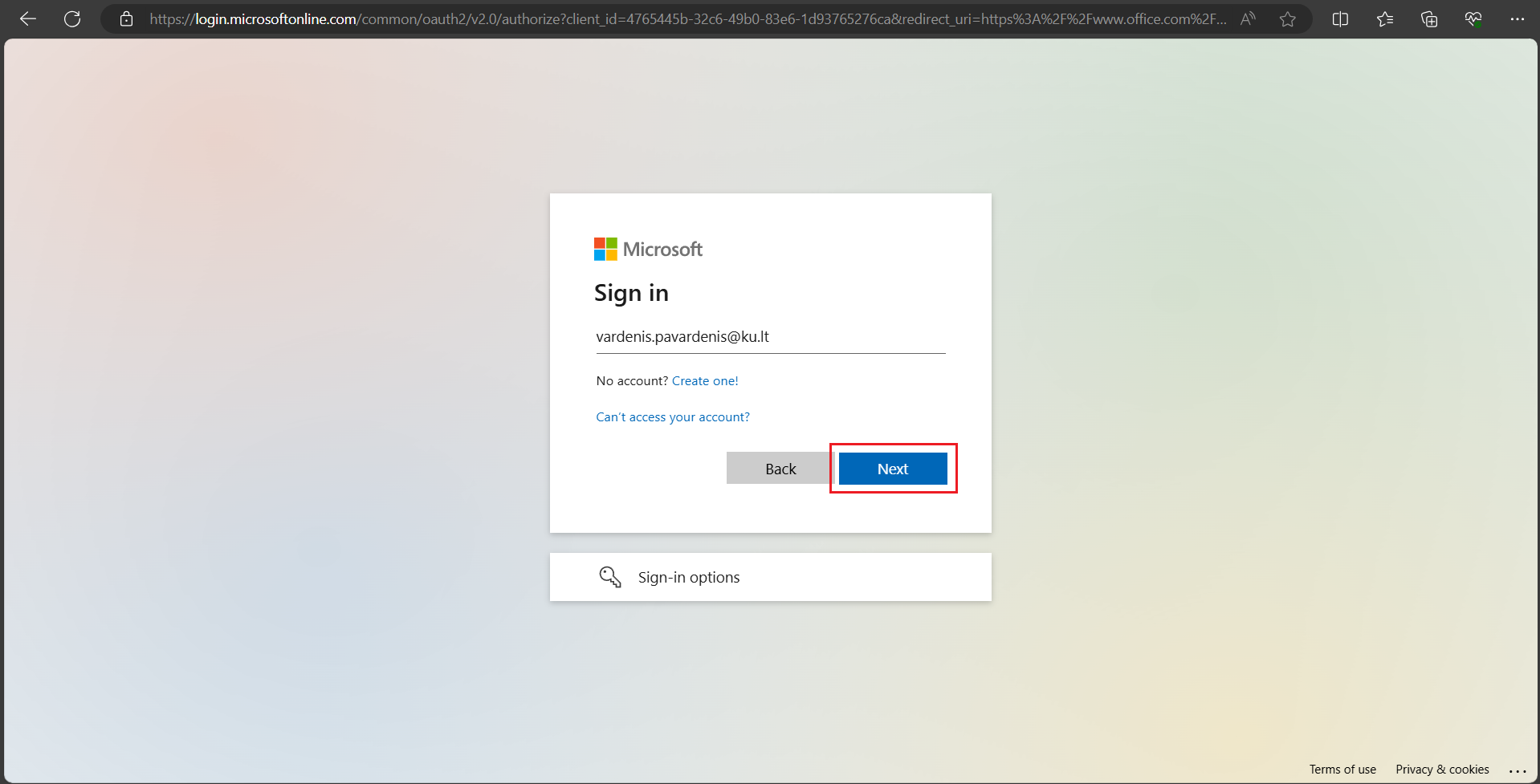 Entering Email Address